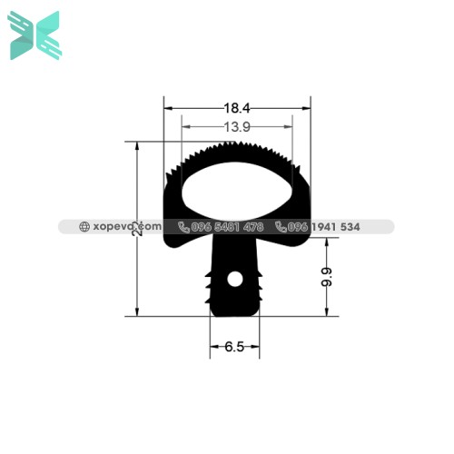 Silicon T-shaped oven door gasket - 18.4mm x 22mm x 6.5mm