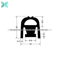 Silicone A-shaped gasket - 20mm x 18mm x 2.2mm