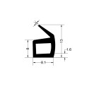 EPDM E-shaped rubber gasket - 13mm x 8.1mm x 1.6mm