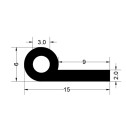 Rubber EPDM P Extrusion - 15mm x 2mm