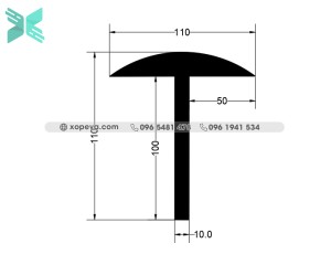 Rubber EPDM T Extrusion - 110mm x 110mm