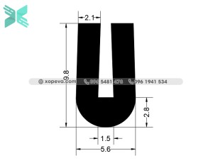 U-shaped EPDM gasket - 5.6mm x 9.8mm