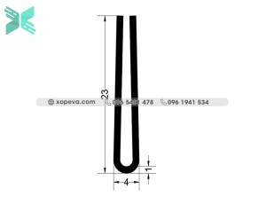 EPDM rubber U-shaped gasket - 4mm x 23mm