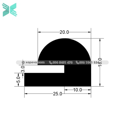 E shaped silicone seal - 25x18x5