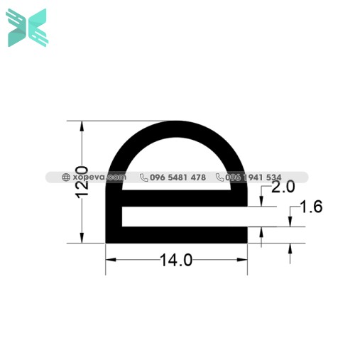 E shaped silicone seal - 14x12x1.6