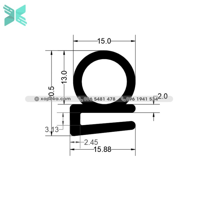 E shaped silicone seal - 15.88x20.5x2